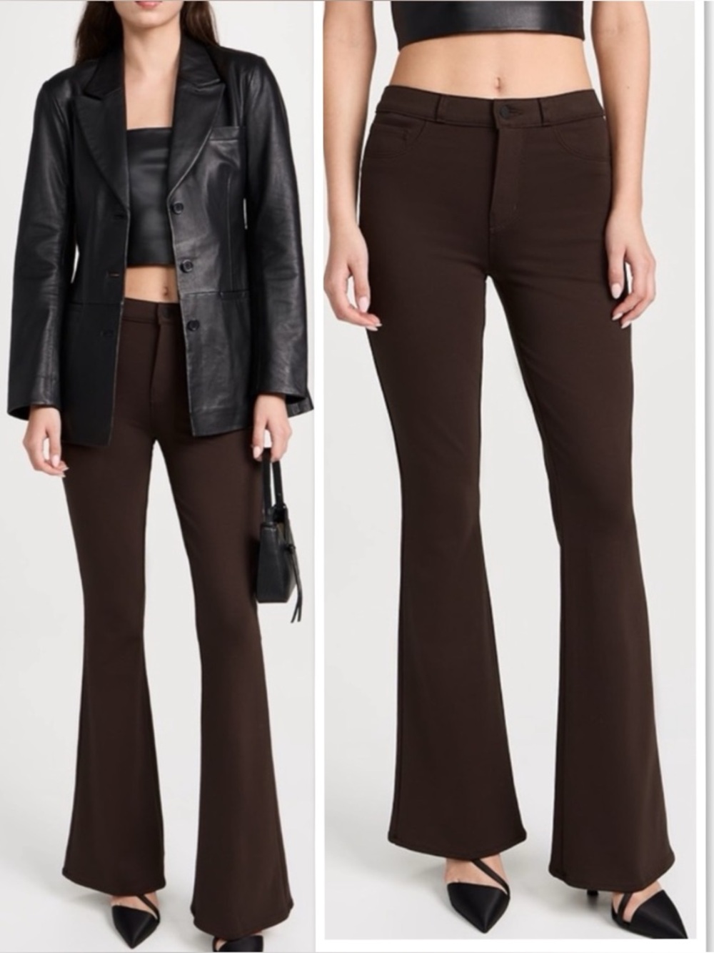 L’AGENCE Marty High Waist Flare Leg Jersey Pants In Chocolate Brown Size 28